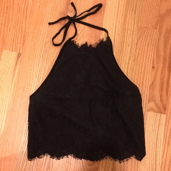 Topshop Tops - Topshop Lace Cropped Halter Top